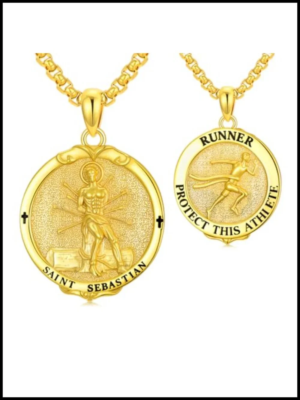St Sebastian Pendant Necklace 925 Sterling Silver Gold Plated Stainless Steel